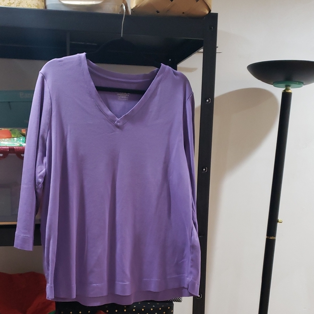 Chico's Lavender V-Neck Look Blouse